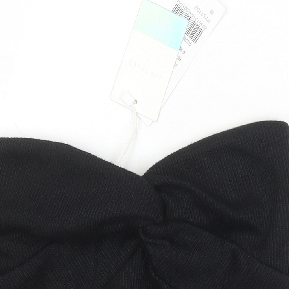 Air Space Womens Black Polyester Blend Cropped T-Shirt Size S Off the Shoulder