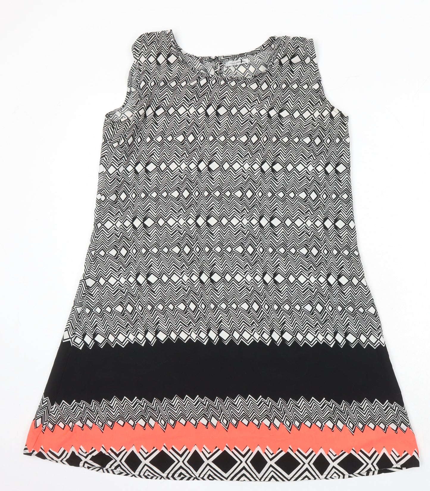 Simply stockshop Womens Multicoloured Geometric Polyester A-Line Size L Boat Neck