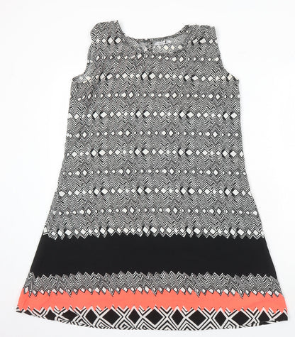 Simply stockshop Womens Multicoloured Geometric Polyester A-Line Size L Boat Neck