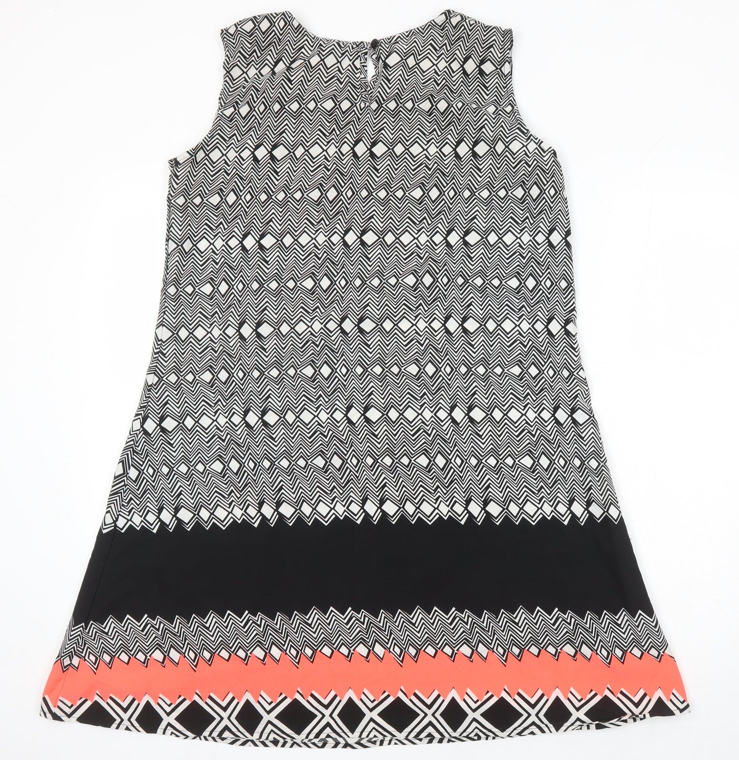 Simply stockshop Womens Multicoloured Geometric Polyester A-Line Size L Boat Neck