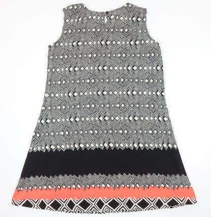 Simply stockshop Womens Multicoloured Geometric Polyester A-Line Size L Boat Neck