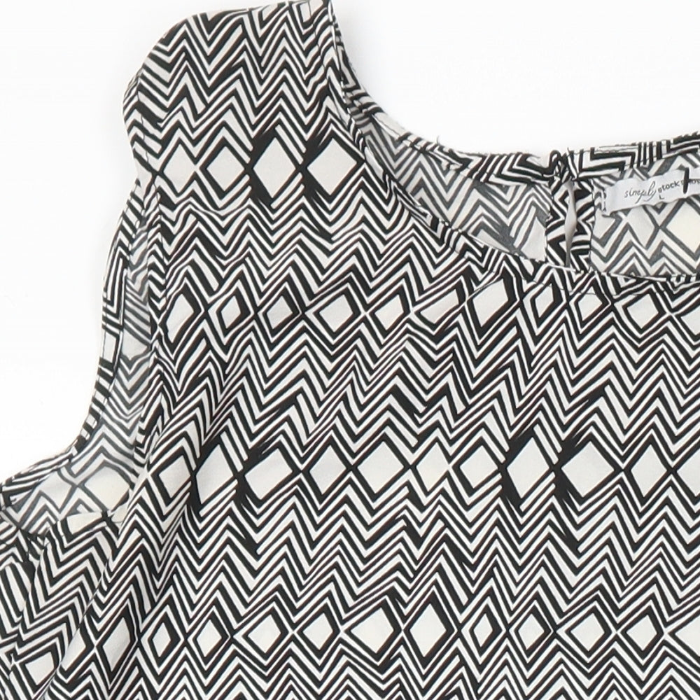 Simply stockshop Womens Multicoloured Geometric Polyester A-Line Size L Boat Neck