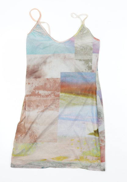 Passion of Design Womens Multicoloured Geometric Polyester Blend Camisole Blouse Size S V-Neck