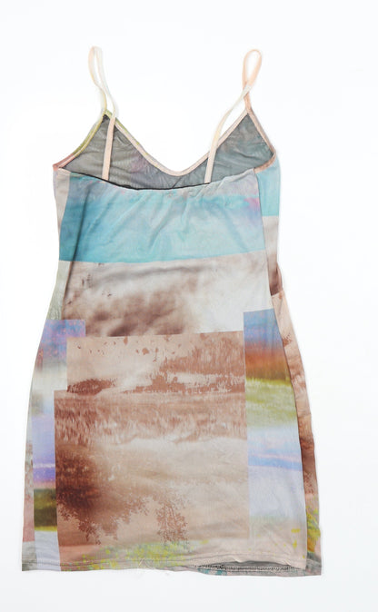 Passion of Design Womens Multicoloured Geometric Polyester Blend Camisole Blouse Size S V-Neck