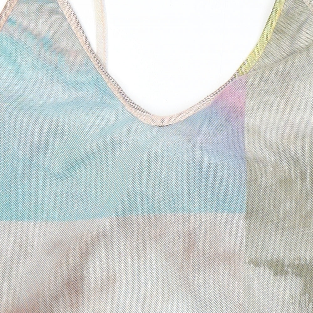 Passion of Design Womens Multicoloured Geometric Polyester Blend Camisole Blouse Size S V-Neck