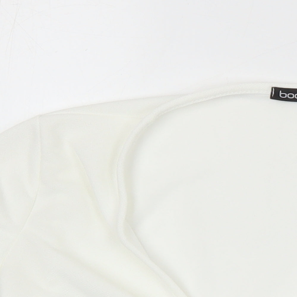Boohoo Womens Ivory Polyester Cropped Blouse Size 6 V-Neck