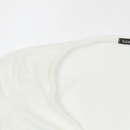 Boohoo Womens Ivory Polyester Cropped Blouse Size 6 V-Neck