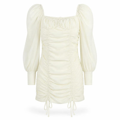 PRETTYLITTLETHING Womens Ivory Polyester Shift Size 4 Square Neck
