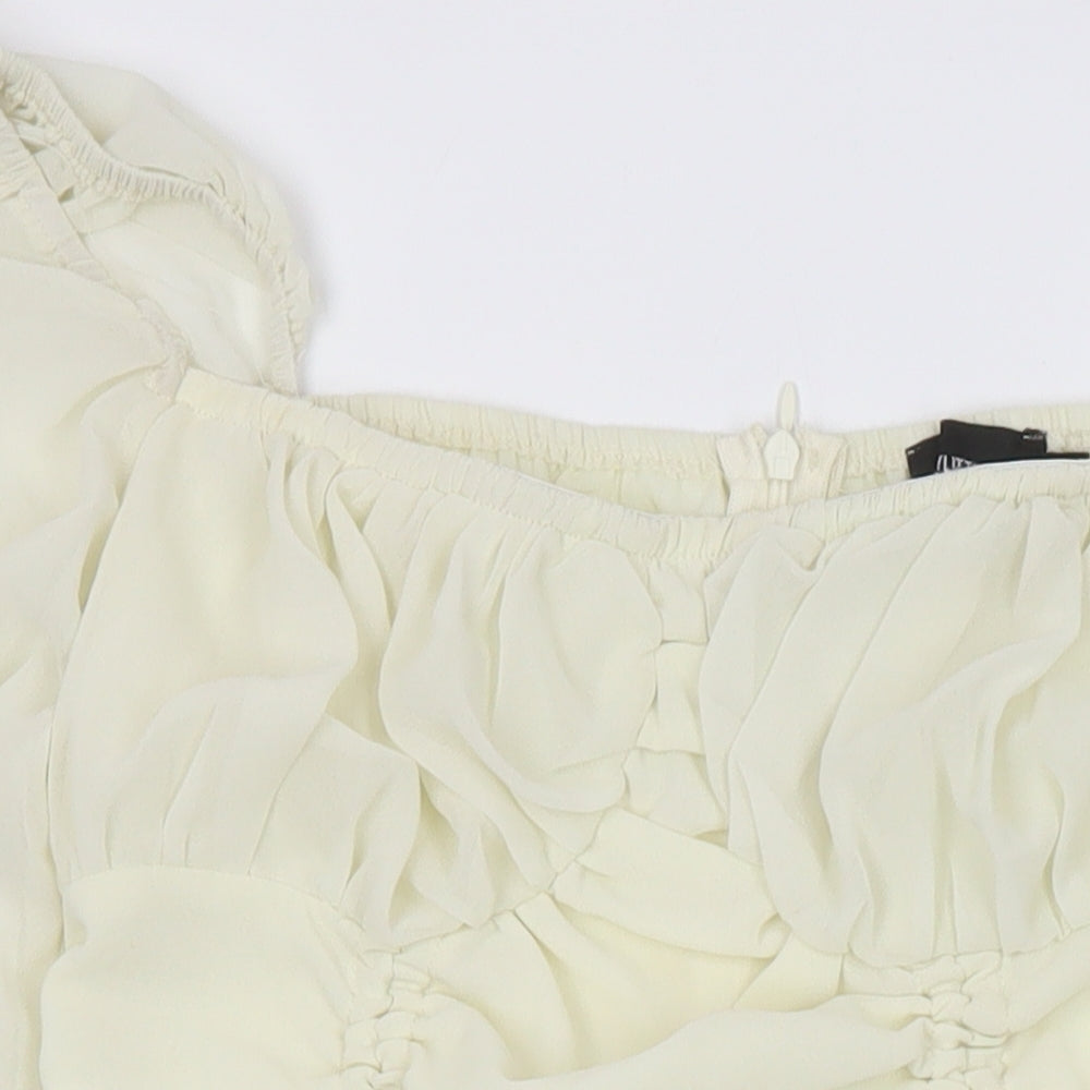 PRETTYLITTLETHING Womens Ivory Polyester Shift Size 4 Square Neck