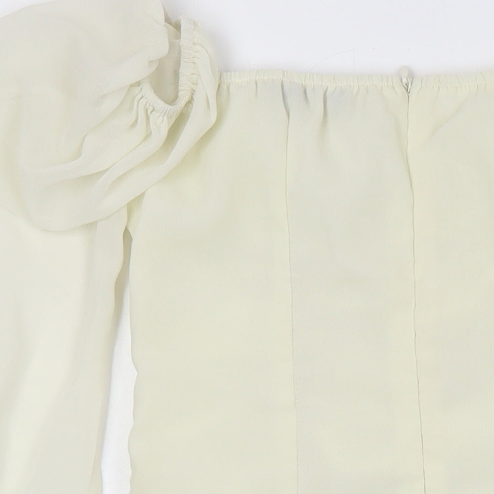 PRETTYLITTLETHING Womens Ivory Polyester Shift Size 4 Square Neck