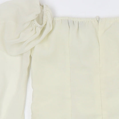 PRETTYLITTLETHING Womens Ivory Polyester Shift Size 4 Square Neck