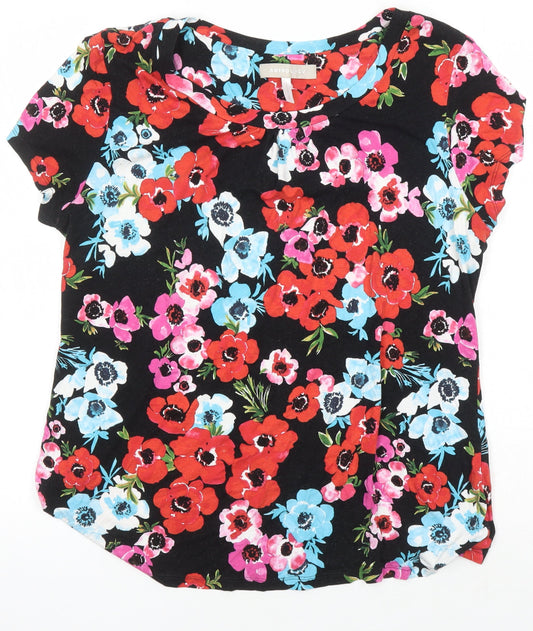 Anthology Womens Multicoloured Floral Viscose Jersey Blouse Size 16 Scoop Neck