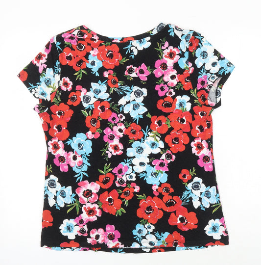 Anthology Womens Multicoloured Floral Viscose Jersey Blouse Size 16 Scoop Neck