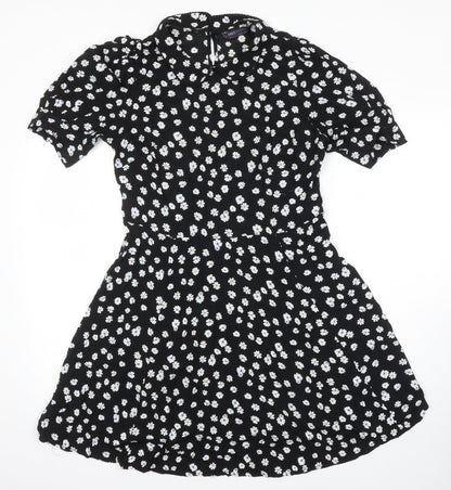 M&S Womens Multicoloured Floral Viscose A-Line Size 10 Collared