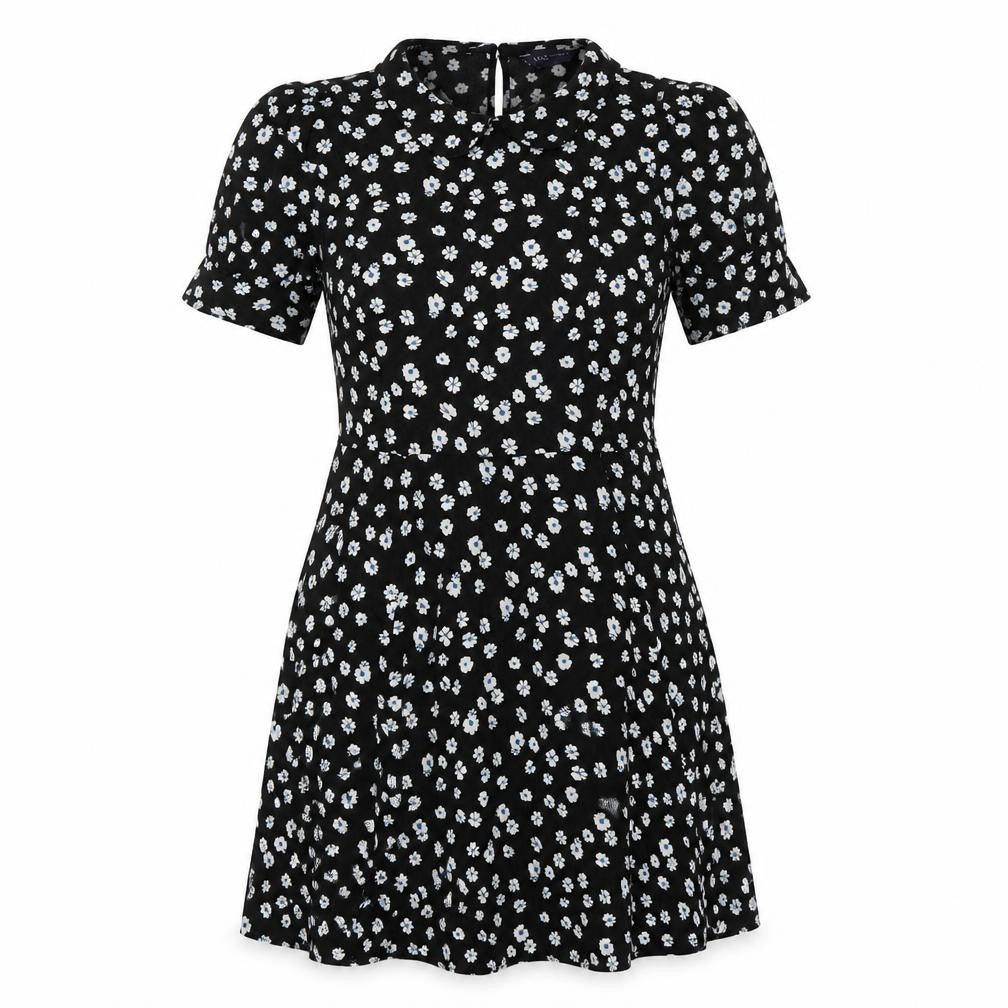 M&S Womens Multicoloured Floral Viscose A-Line Size 10 Collared