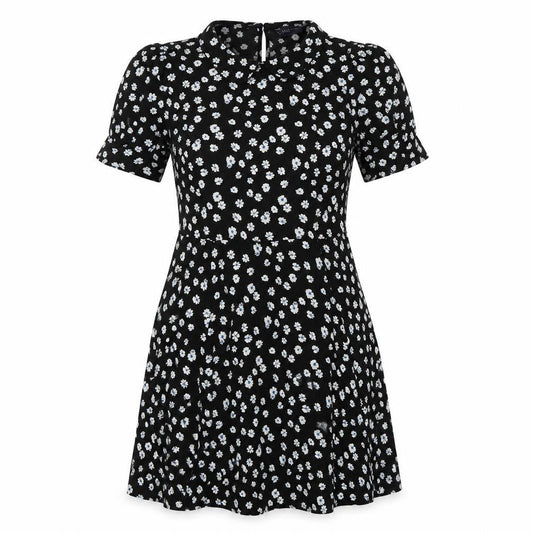 M&S Womens Multicoloured Floral Viscose A-Line Size 10 Collared