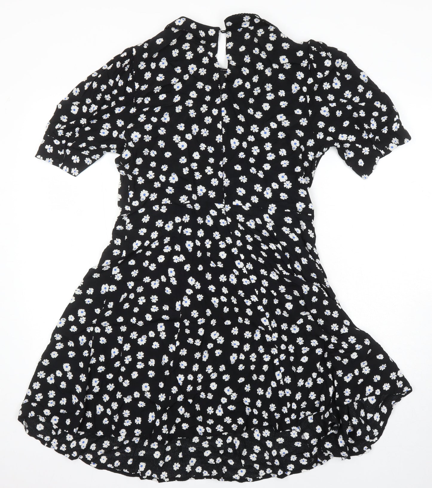 M&S Womens Multicoloured Floral Viscose A-Line Size 10 Collared