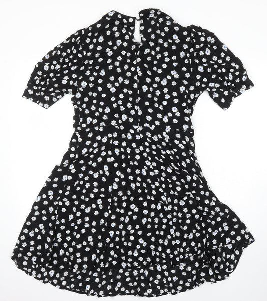 M&S Womens Multicoloured Floral Viscose A-Line Size 10 Collared