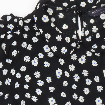 M&S Womens Multicoloured Floral Viscose A-Line Size 10 Collared