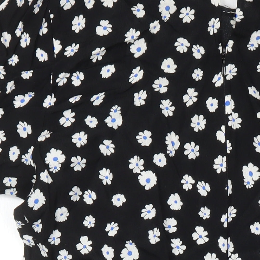 M&S Womens Multicoloured Floral Viscose A-Line Size 10 Collared