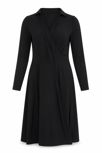 M&S Womens Black Polyester Shift Size 12 V-Neck