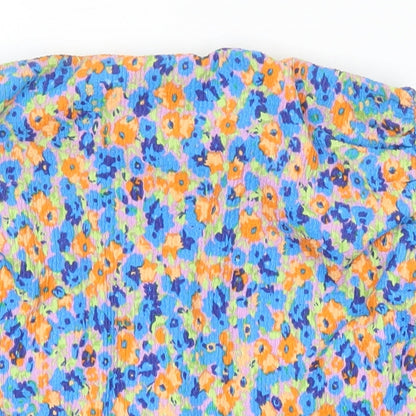 Womens UK Size S Pull&Bear Multicoloured Cropped T-Shirt