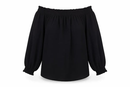 New Look Womens Black Polyester Tunic Blouse Size 14 Boat Neck
