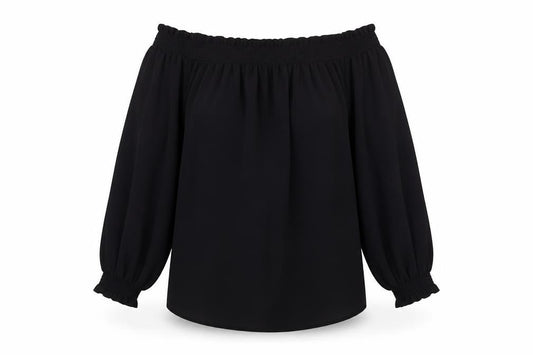 New Look Womens Black Polyester Tunic Blouse Size 14 Boat Neck