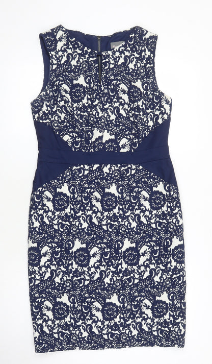 Phase Eight Womens Multicoloured Fair Isle Polyester Pencil Dress Size 14 Boat Neck Zip
