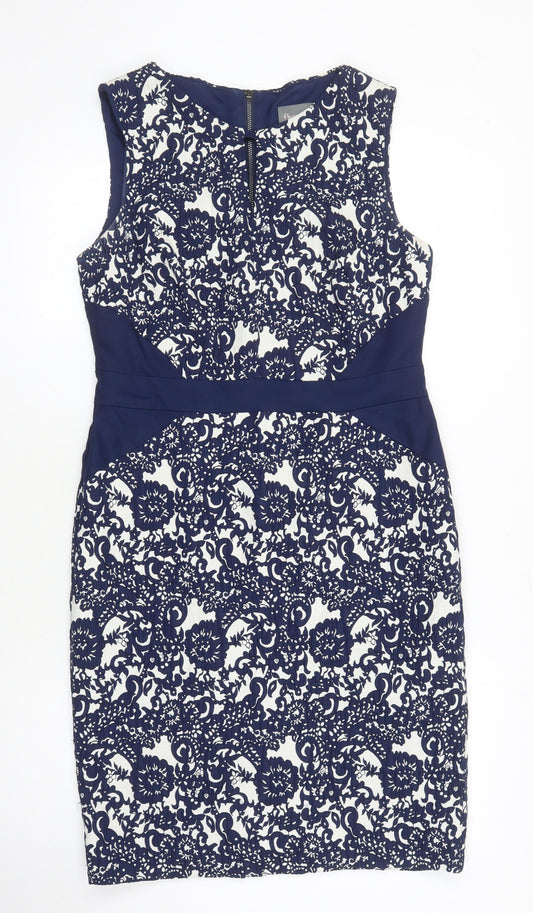 Phase Eight Womens Multicoloured Fair Isle Polyester Pencil Dress Size 14 Boat Neck Zip