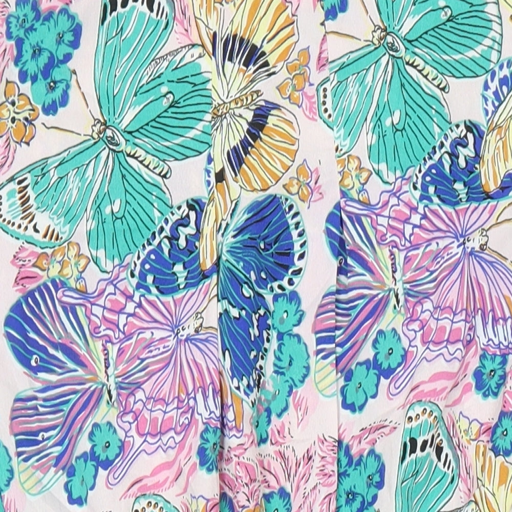 Mela London Womens Multicoloured Geometric Polyester A-Line Size 10 Boat Neck - Pockets