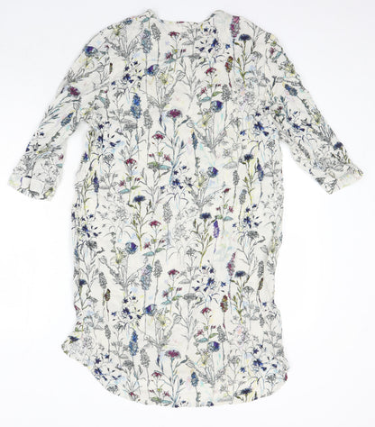 H&M Womens Ivory Fair Isle Viscose Shirt Dress Size 10 Round Neck
