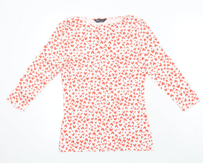 M&S Womens Multicoloured Geometric Cotton Jersey Blouse Size 10 Boat Neck