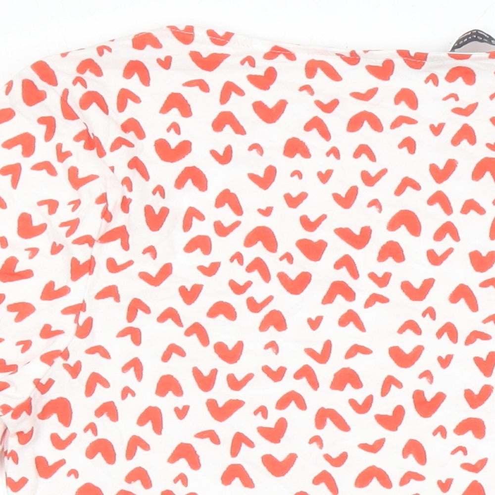 M&S Womens Multicoloured Geometric Cotton Jersey Blouse Size 10 Boat Neck