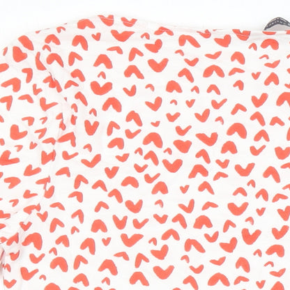 M&S Womens Multicoloured Geometric Cotton Jersey Blouse Size 10 Boat Neck