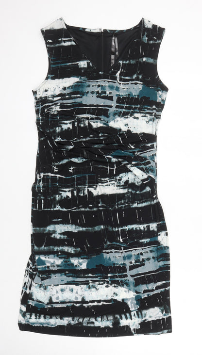 Marc New York Womens Multicoloured Geometric Polyester Pencil Dress Size L V-Neck