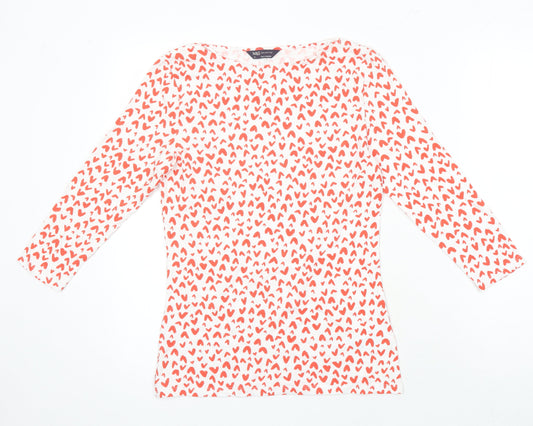 M&S Womens Multicoloured Geometric Chlorofibre Jersey Blouse Size 10 Round Neck