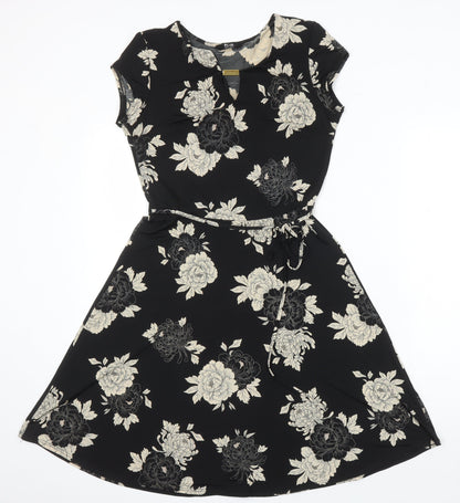 KD London Womens Multicoloured Floral Polyester A-Line Size 10 Scoop Neck