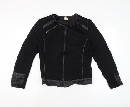 Miss Captain Womens Black Biker Jacket Size 10 Zip