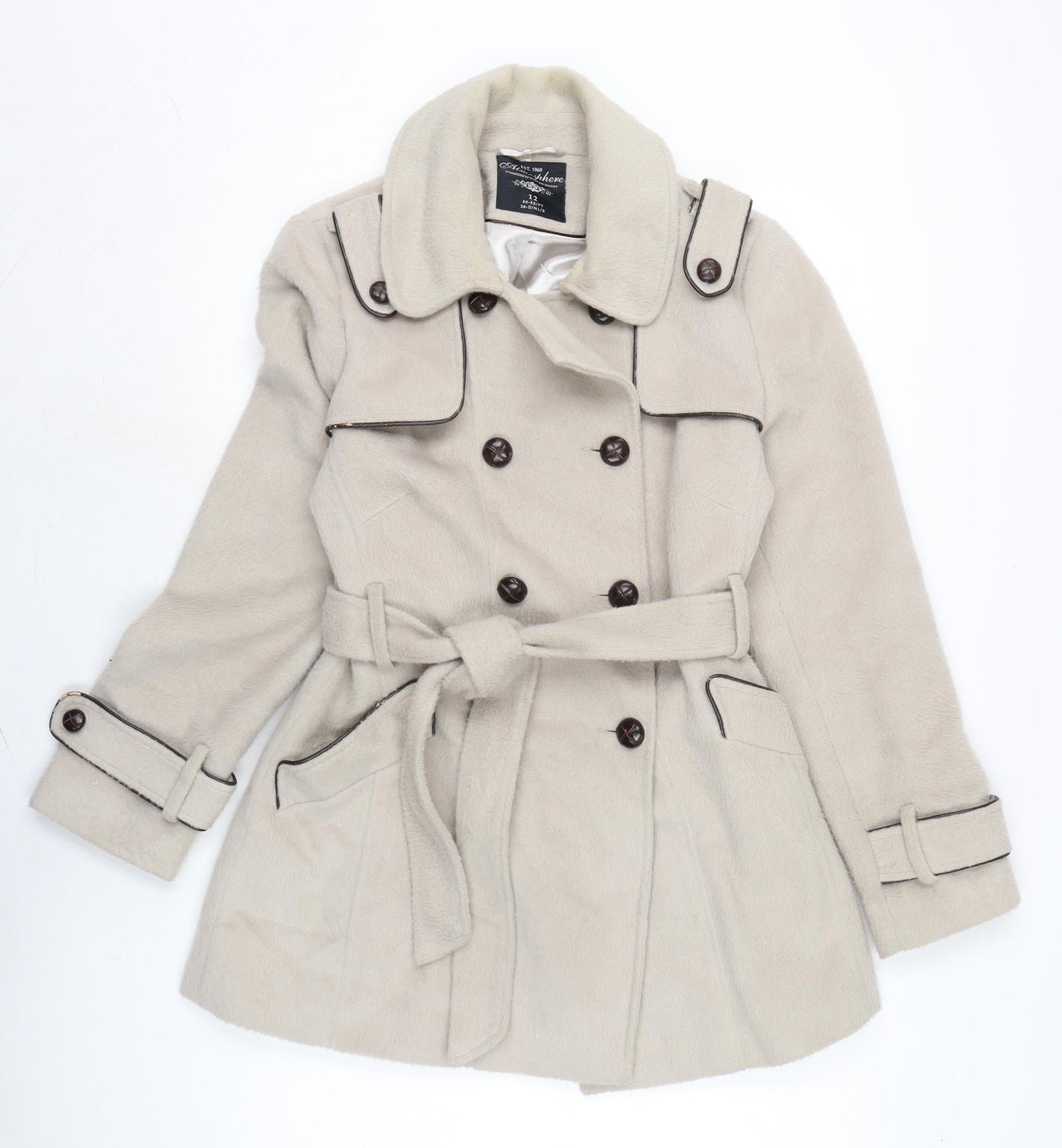 Womens UK Size 12 Atmosphere Beige Overcoat