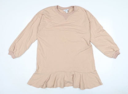 Style cheat Womens Beige Cotton Jumper Dress Size M Crew Neck