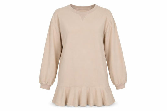 Style cheat Womens Beige Cotton Jumper Dress Size M Crew Neck