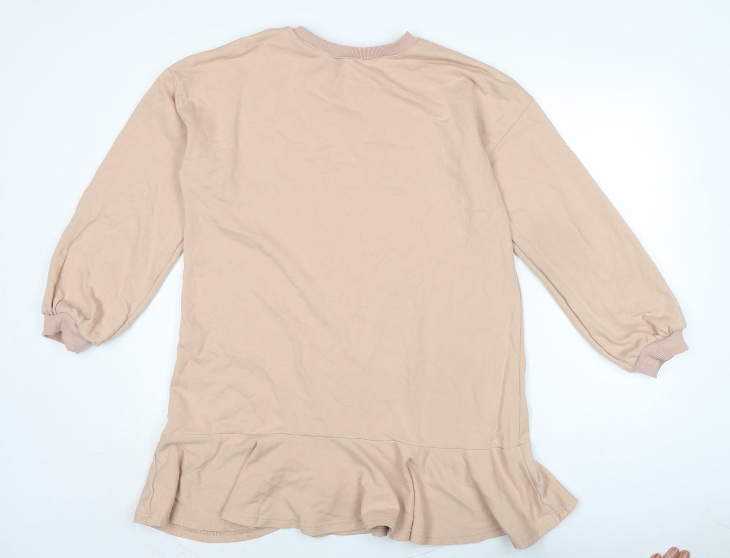 Style cheat Womens Beige Cotton Jumper Dress Size M Crew Neck