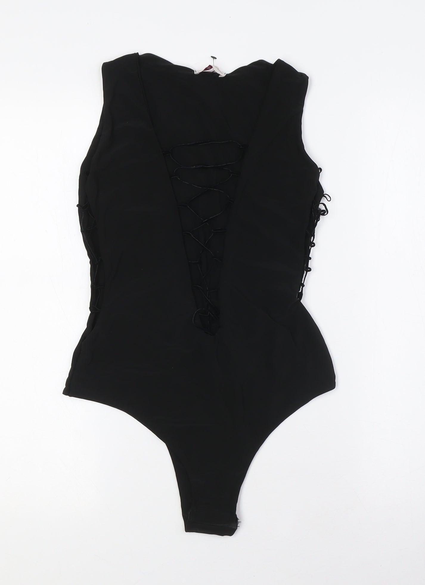 Dolly Diva Womens Black Polyester Bodysuit One-Piece Size 10 Tie - Lace Up Front and Sides