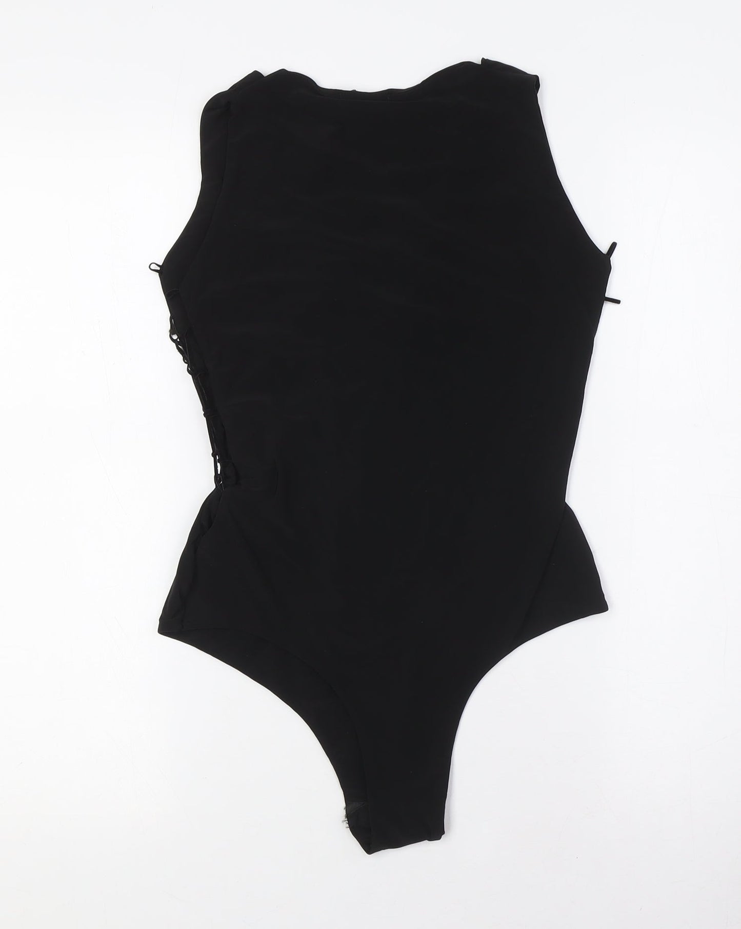 Dolly Diva Womens Black Polyester Bodysuit One-Piece Size 10 Tie - Lace Up Front and Sides