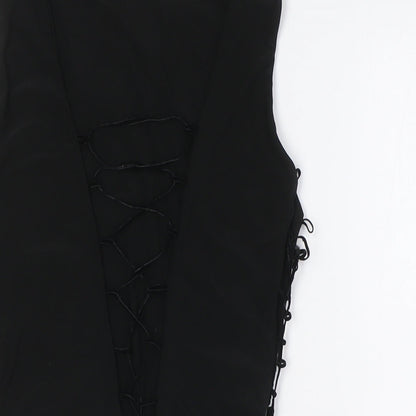 Dolly Diva Womens Black Polyester Bodysuit One-Piece Size 10 Tie - Lace Up Front and Sides