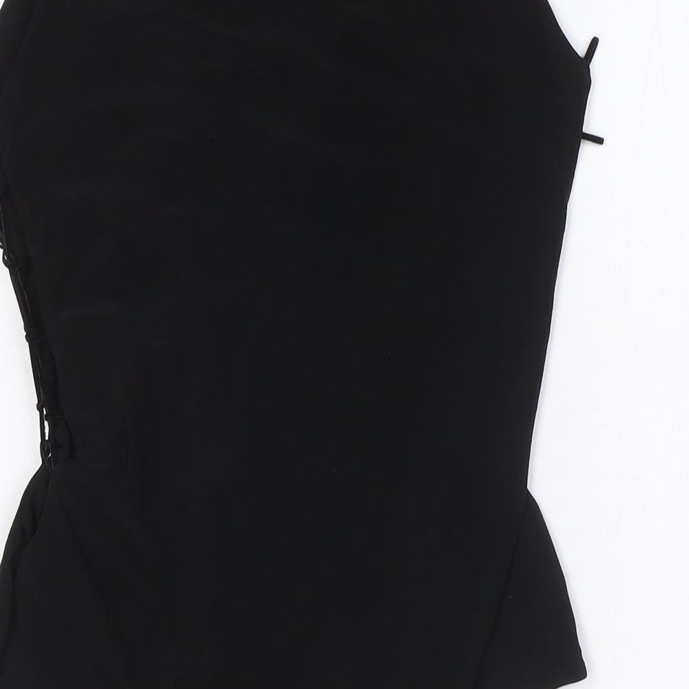 Dolly Diva Womens Black Polyester Bodysuit One-Piece Size 10 Tie - Lace Up Front and Sides