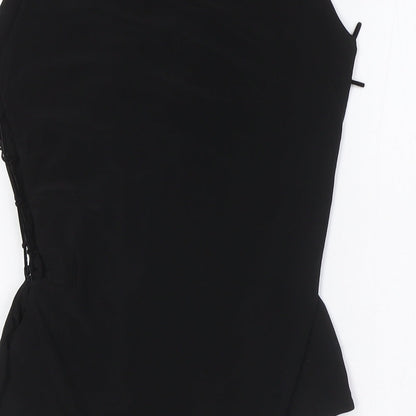 Dolly Diva Womens Black Polyester Bodysuit One-Piece Size 10 Tie - Lace Up Front and Sides