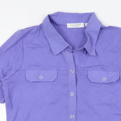 Womens UK Size S Signature Experience Purple Basic Button-Up