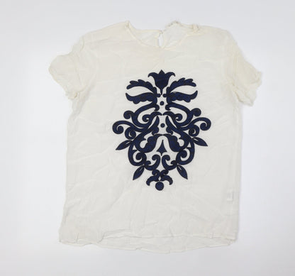 Womens UK Size 10 Koton Ivory Basic Button-Up